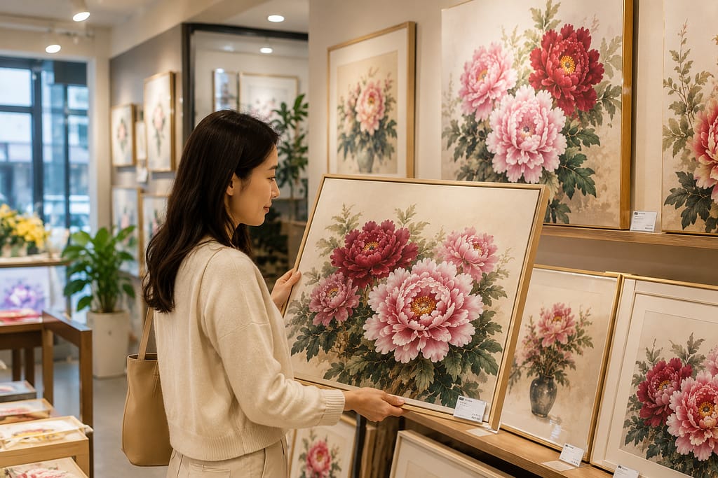 모란꽃 그림 풍수