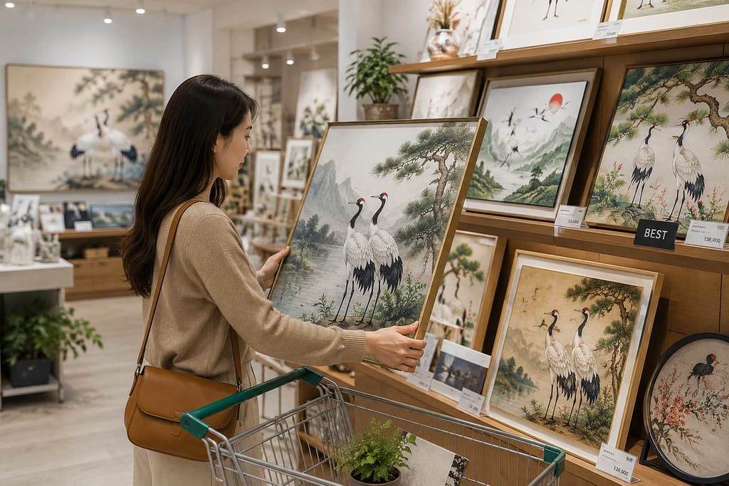 학 그림 풍수